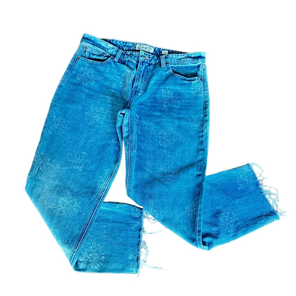 LUCKY BRAND SIENNA‎ SLIM PAISLEY FLORAL BOYFRIEND JEAN size 12
